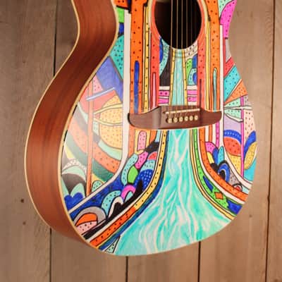 Fender California Series CUSTOM Art guitar LE Newporter Player - " A RIVER RUNS THROUGH IT "w/Soft Case image 6