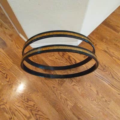 Rogers (2) matching vintage gold sparkle Cleveland era holiday 20-in bass drum hoops early 1960s excellent image 3