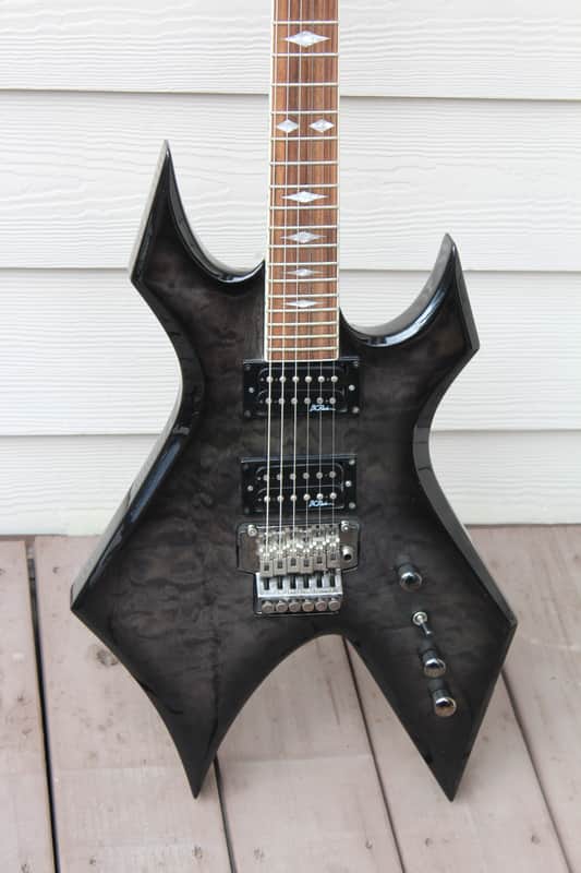 B.C. Rich Warlock N.J. Neck Thru Series Korea Guitar Translucent Black Quilt Top + Hard Case image 1
