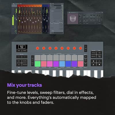 Novation FLkey 2 61 — 61-Key MIDI Controller Keyboard for FL Studio. Make Beats with Semi-Weighted Keys, USB, Pitch & Mod Wheels, 16 Drum Pads, and Arpeggiator — Inc. 6 Months of FL Studio image 8