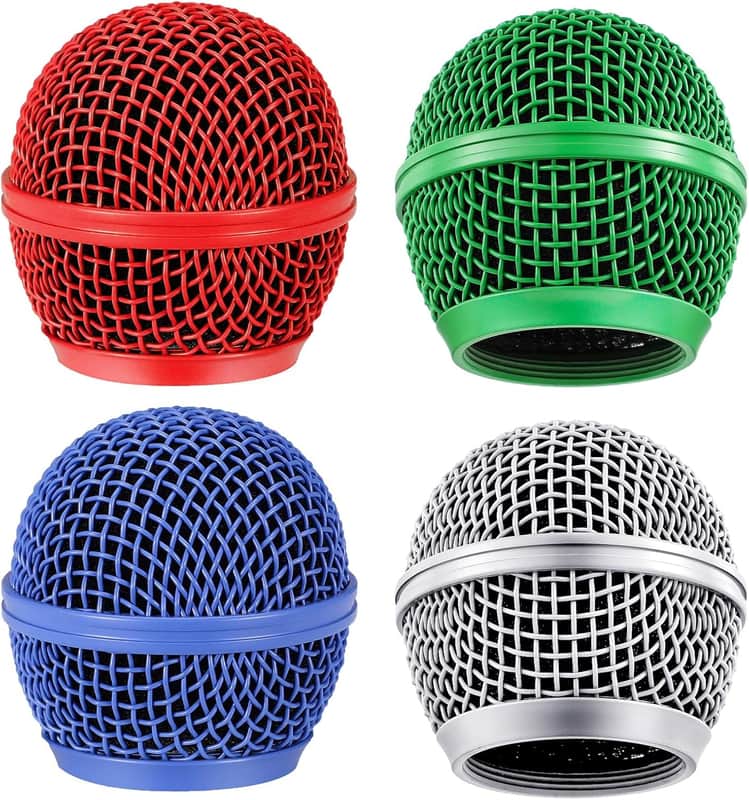 4PCS Beta58A Mesh Microphone Heads, Microphone Head Replacement, Microphone Grille Ball Head With Inner Foam, Beta 58A Steel Wireless Mic Head Cover, Round Microphone Head Grill - Mulitcolor image 1