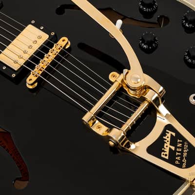 2015 ESP Edwards E-SA-168GJ Carved Top 355 Black w/ USA Pickups, Bigsby, Tags & Case, Japan image 9