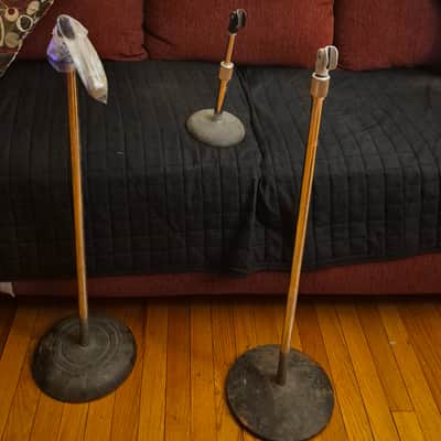 2 Straight Floor Stands & 1 Desk/Tabletop Stand Weighted mic stands 1950-1970's image 2