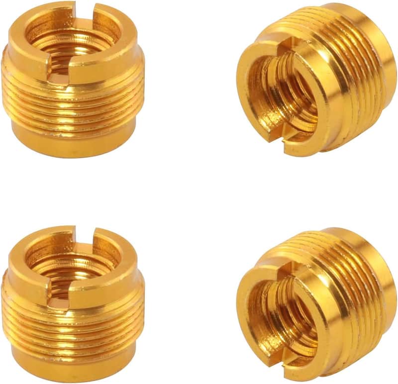 4pcs Mic Stand Adapter Aluminum 5/8" Male to 3/8" Female Screw Adapter for Microphone Stand Clips Mic Stand Holder Adapter, Gold image 1