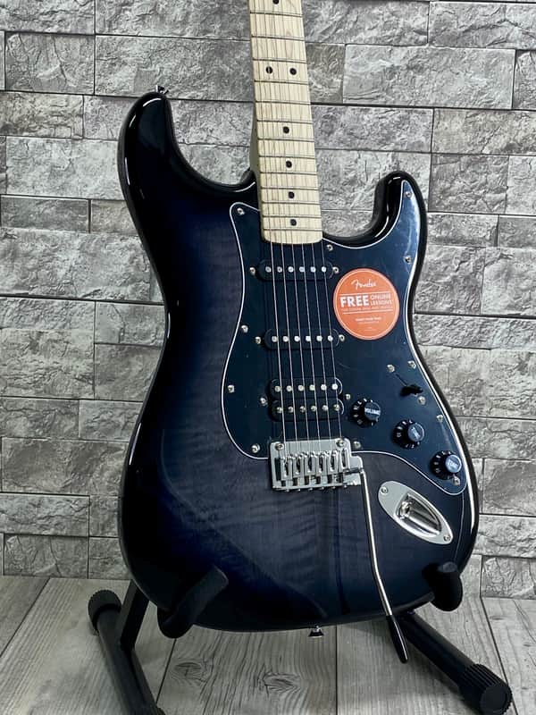 Squier Affinity Black Burst Flame HSS Stratocaster FMT - #0378153539 image 1