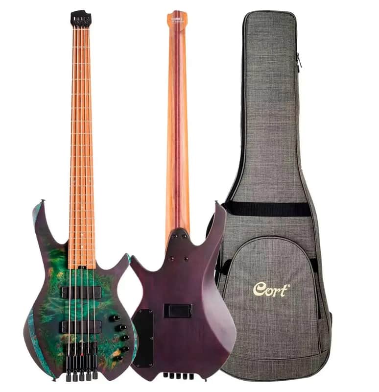 Cort SPACE5SDG Space 5 Poplar Burl Top Soft Maple Body 7pcs Roasted Maple, Walnut, Purple Heart & Maple Neck 5-String Bass Guitar w/Gig Bag image 1