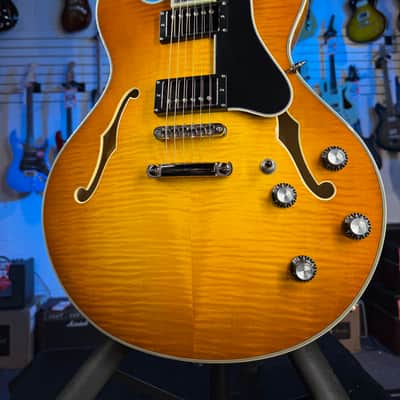 Eastman Guitars T486-GB Thinline Semi-hollowbody Electric Guitar - Goldburst, w Case, Free Plek! 822 image 10