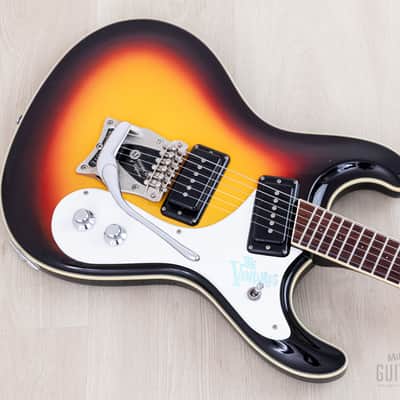 1990s Mosrite Ventures Model '63 Vintage Reissue Sidejack Sunburst w/ Vibramute & Case image 11