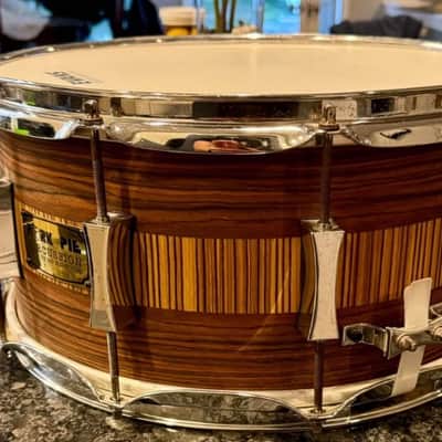 Pork Pie PP65X14RZ 6.5x14" Rosewood Zebra Maple Snare Drum 2010s - Natural image 2