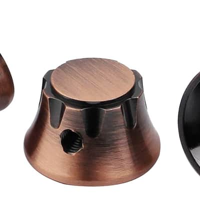 3Pcs Top Hat Guitar Potentiometer Control Knobs 6mm Dia. Shaft Pots - Brass Bell Cap Speed Tone Volume Knob Replacement Parts for Electric Guitar or Precision Bass - bronze image 2