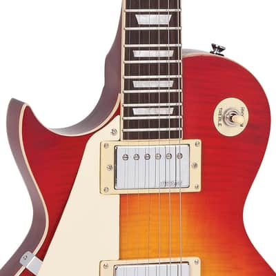 Vintage Reissued Series, Set Neck, LV100CS 'Flame Top', HH, Flm Cherryburst image 4