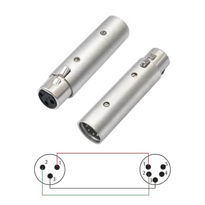 Male 5Pin Xlr To Female 3Pin Xlr Dmx Converter Adapter 5Pin Male To 3Pin Female Audio Connector 5-Pin To 3-Pin Conversion Expansion, For Dmx Stage Lighting Dimmer Console-2Pack image 3