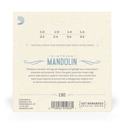 D'Addario EJ62 Mandolin 80/20 Bronze Light 10-34 image 3