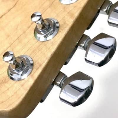 6 Lefty Genuine Fender CHROME Tuners Inline 2pin F Logo Non Staggered Left Hand image 2