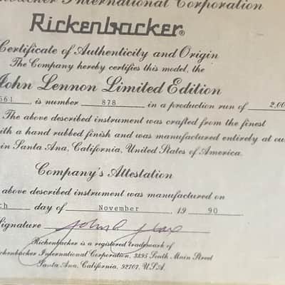 Rickenbacker John Lennon 355/12  string Jetglo COA & Poster Only.   Free Shipping! image 5