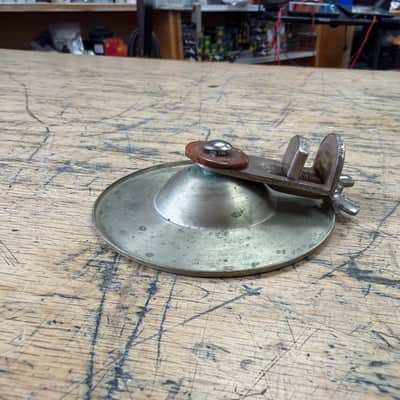 VIntage Leedy Greeko 3 7/8" Egyptian Chime Cymbal with Leedy Chrome Plated Bulldog Holder Traps Era 1920s -30s #2 image 2
