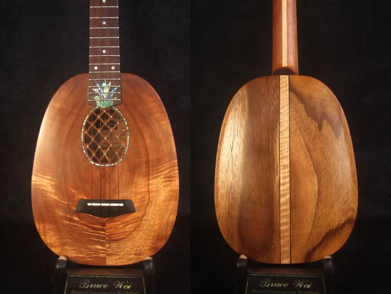 Handmade Soprano Ukulele, Solid Hawaiian Koa, Acacia Archback Pineapple, Soft-bag, Bruce Wei UAW13-2006 image 1