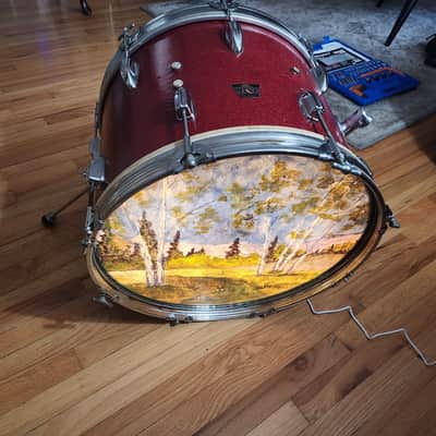 Majestic MIJ Bass drum/lamp 60's  - Red sparkle image 2