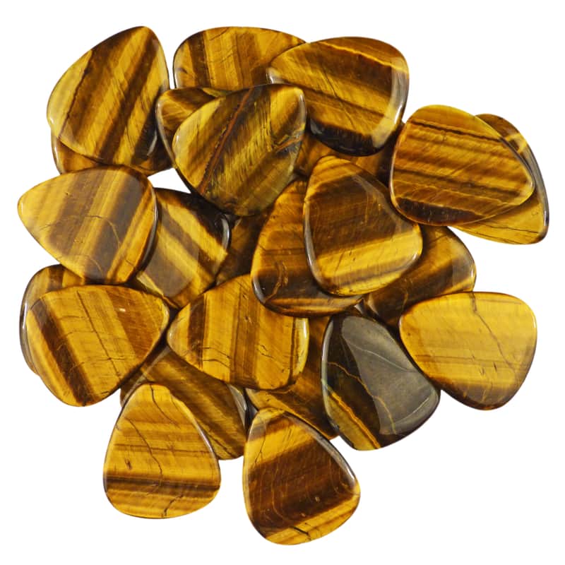 Yellow Tiger's Eye Stone Guitar Or Bass Pick - Specialty Handmade Gemstone Exotic Plectrum - 24 Pack New image 1