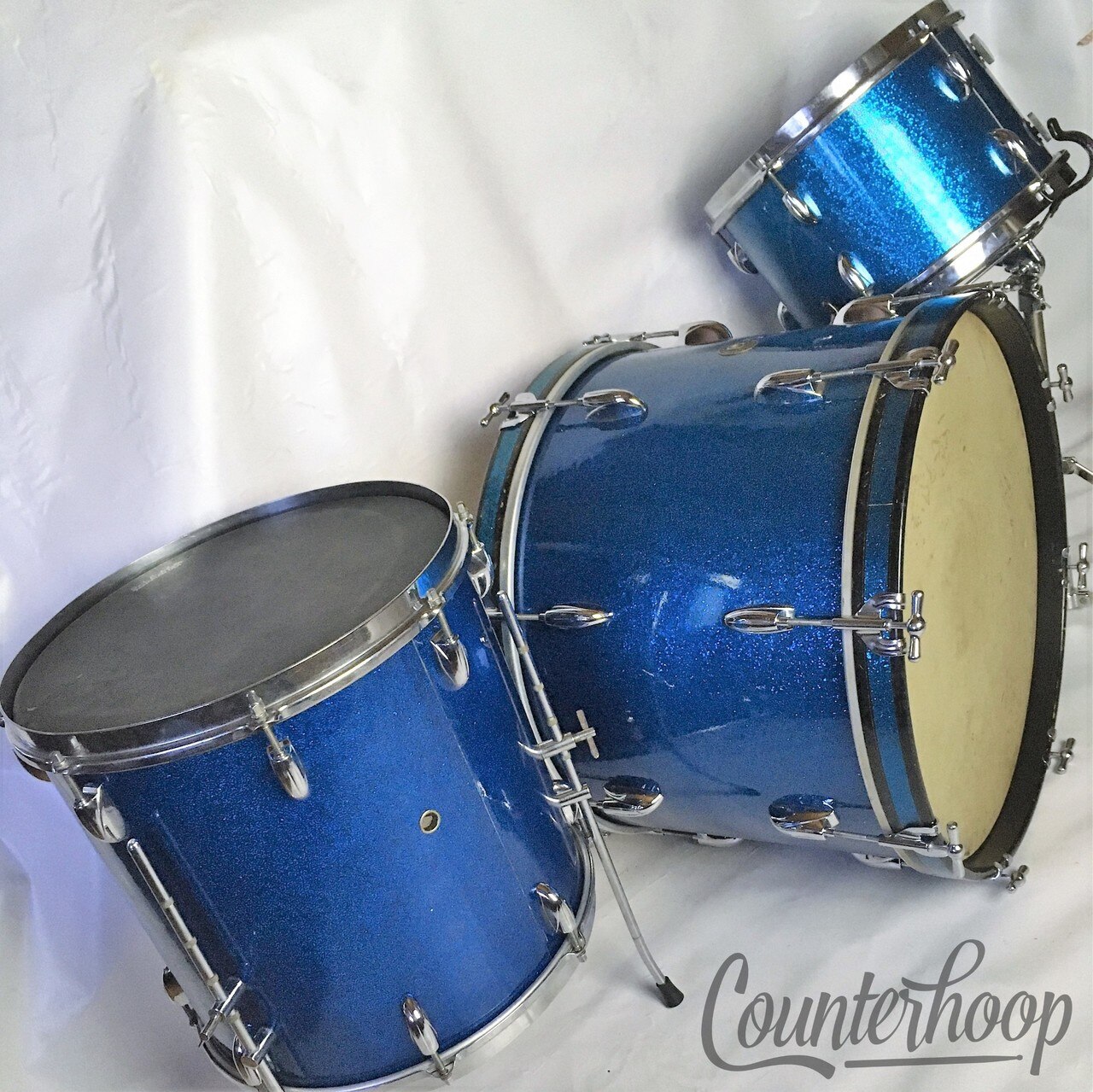 Gretsch 20,12,14"Virgin Bass/Tom/Floor Drum Set/Kit 3Ply 50s Broadkaster Blue Sp — main photograph