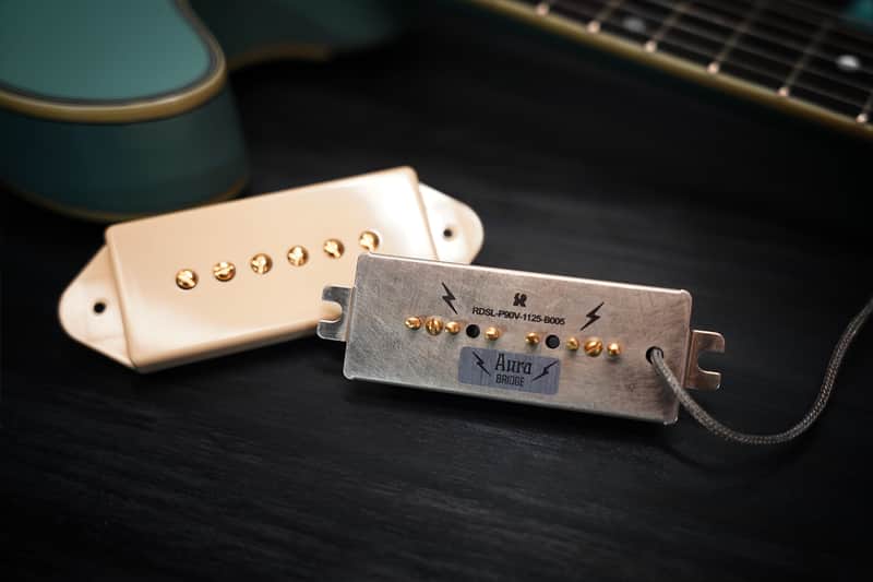 Aura™ P90 Dog Ear Pickup Set — Handwound | Alnico 2 | Warm Vintage Voice | Gold Poles | USA Boutique image 1