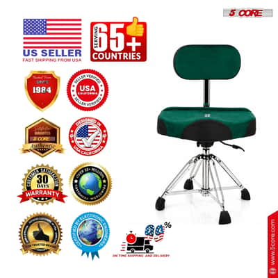 5 Core Drum Throne w Backrest 4" Padded Stool Airlift Adjustable Drummer Chair image 11