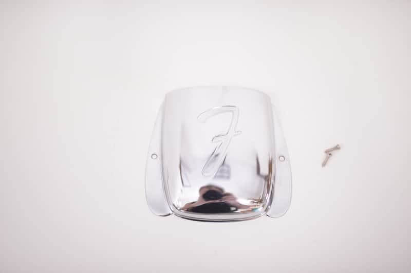 1973 Vintage Fender Jazz Bass F-Logo BRIDGE COVER Chrome JBass Guitar Original 1970's 1971 1972 1974 1975 1976 1977 1978 1979 image 1