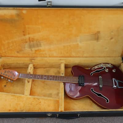 Vintage 1967 Vox Bossman Wine Red Guitar Very Clean With Case Built In Effects