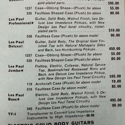 Gibson Price List 1970 Les Paul custom standard personal SG ES 335 Dove J 200 image 6