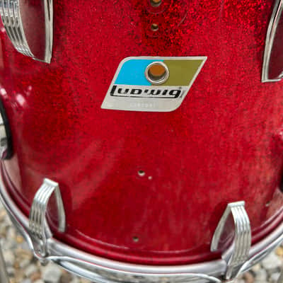 Ludwig 10x14 Floor Tom 70s Blue Olive Badge Red Sparkle image 3