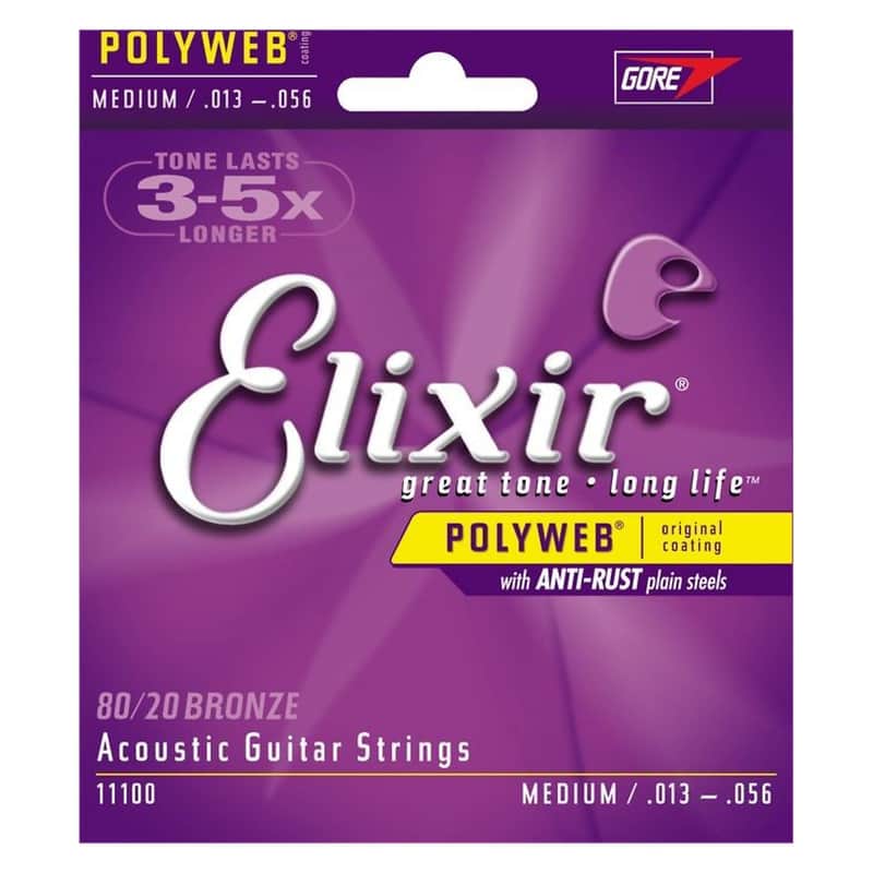 Elixir 11100 Polyweb 80/20 Bronze Acoustic Guitar Strings - Medium (13-56) image 1