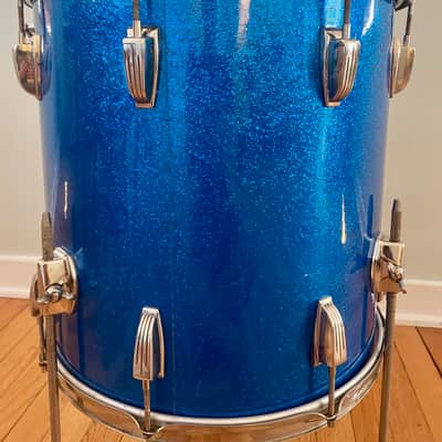 Ludwig 16x16 floor tom 1965 - Blue sparkle w/nickel hardware image 11