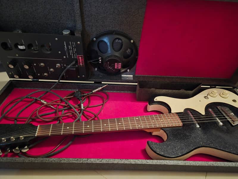 Silvertone 1449 with Case Amp 1963 - 1964 - Black Sparkle - Good