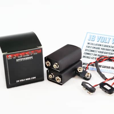 18 Volt Mod + 2x 9v Batteries + Battery Insulators for EMG & Active guitar Bass Pickups 9v Harness image 1