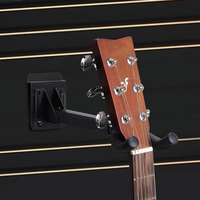 20 Pcs Guitar Hanger Wall Mount Guitar Hangers Hooks Holders with Slat Adapter 180° Adjustable Black Guitar Hook Stand Guitar Wall Mount for Acoustic Electric Bass Guitar image 6