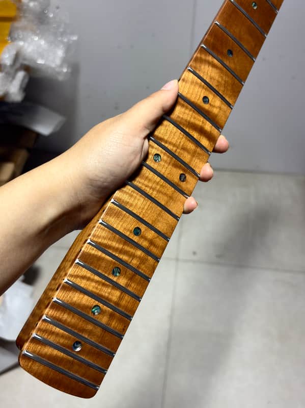 Stainless steel 22fret Roasted flame Maple Electric guitar neck Satin 25.5in parts image 1