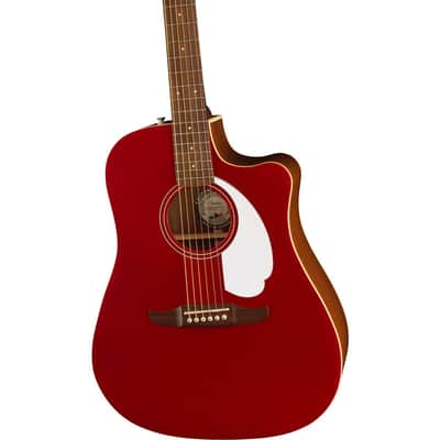 Fender Fender Redondo Player Acoustic Electric Guitar, Walnut Fingerboard, White Pickguard, Candy Apple Red image 4