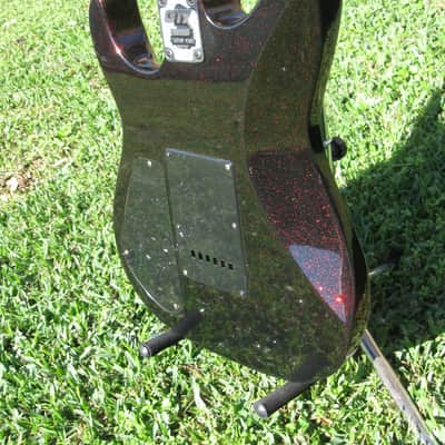 1980's Kaman Applause GTX 23 Black/Red metallic flake electric guitar made in Korea RARE image 9