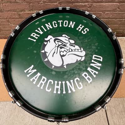 Dynasty 22" Marching Bass Drum w/ Irvington HS Bulldogs Head - Safe-T-Loc Hoops - Made in Mexico - Used image 14
