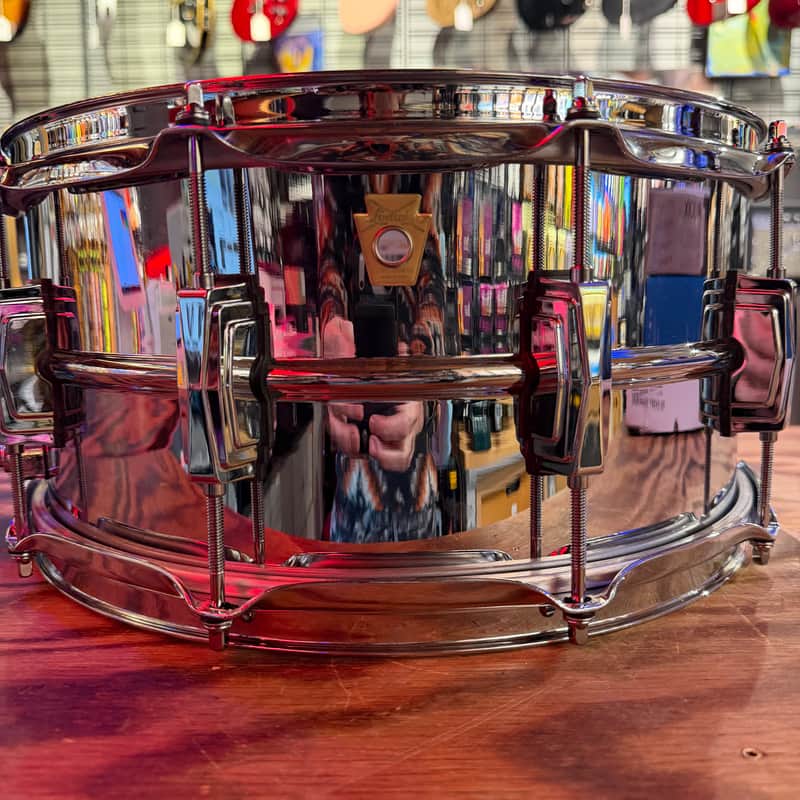 Ludwig LM402 Supraphonic 6.5x14" 10-Lug Aluminum Snare Drum 1985 - Present - Chrome-Plated