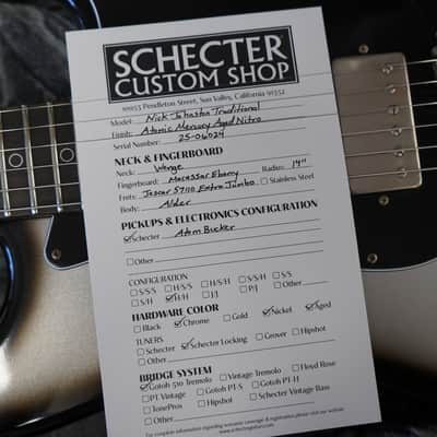 Schecter USA CUSTOM SHOP Nick Johnston Traditional HH Atomic Mercury Aged Nitro 6-String Electric Guitar w/ Black Tweed Case image 8