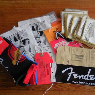 Official FENDER Gig Bag w/ MONSTER FENDER Mojo Lot 1960's-2025, Strap, Manuals, Tags, Sticker, Strings, 4 pairs FENDER SOCKS, MORE!! image 5