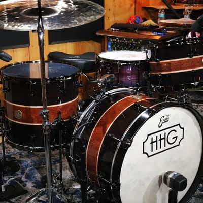 HHG Drums Wenge, Leopardwood, Curly Maple Segmented Kit  2022 Natural High Gloss Lacquer image 3