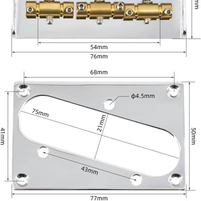 Short TL Bridge 3 Brass Saddles Bridge Pickup Ring for Telecaster Style or Vintage Electric Guitar Replacement Part image 3