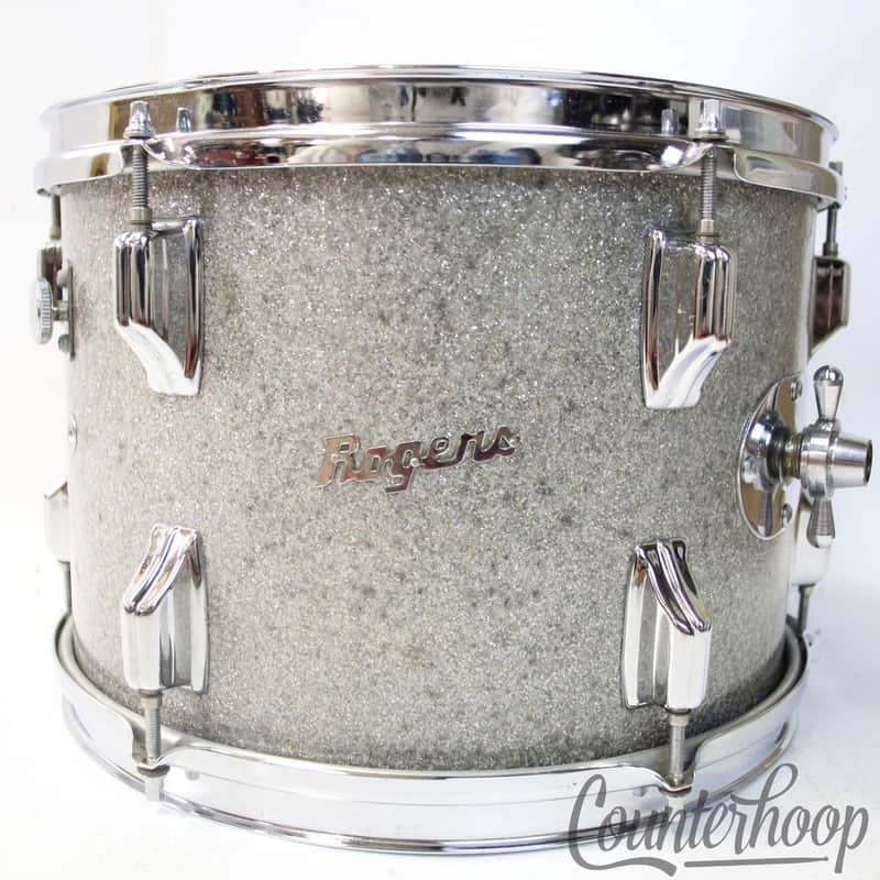 *Rogers 13x9"Silver Sparkle Dayton Holiday Tom Drum Vintage Powertone Swivomatic image 1
