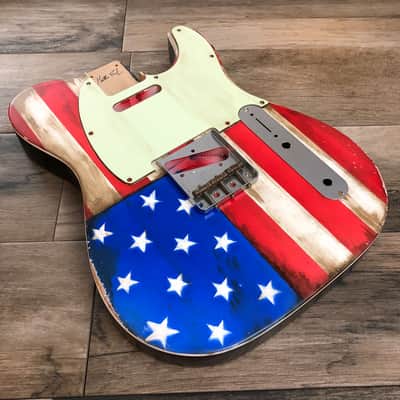 Made to Order - FRANCHIN Mars guitar body AMERICAN FLAG Usa Relic Aged Nitro Laquer Basswood Poplar Telecaster-Tele-T-Style Made in Italy image 8