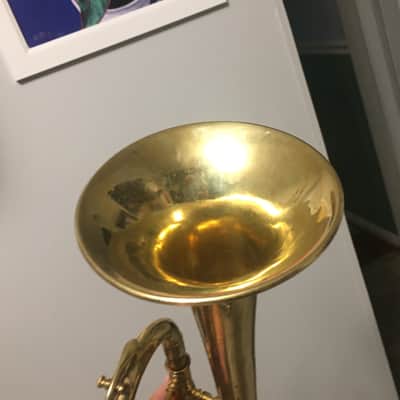 SUMMER DEAL CONN TRUMPET RARE 8B 1934 GUSTAT SYMPHONY GRAND COMPRESSION FINE NO BAD DENTS OR PRIOR REPAIRS , OK CASE , MUTES , MOUTHPIECE image 16