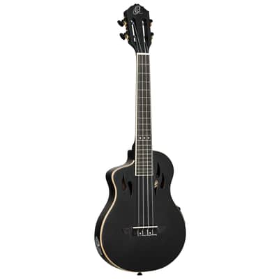 Ortega RTPS-U-SBK-L TourPlayer Series Spruce Top Mahogany Neck 4-String Tenor Electric Ukulele w/Gig Bag For Left Hand Player image 2