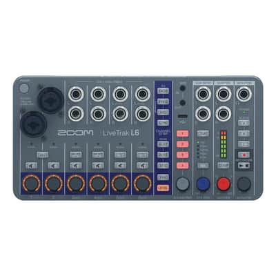 Zoom LiveTrak L6 10-Track Compact and Portable Digital Mixer / Recorder with PodMic Dynamic Podcasting Microphone, Closed-Back Studio Monitor Headphones, and Value Series XLR M to F Professional Microphone Cable - 25' image 2
