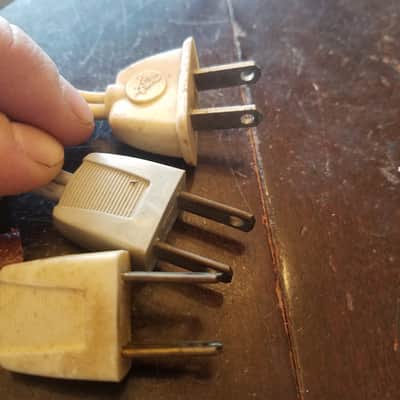 Pope one (1) 117V Power Cord Electric Cable cut Vintage non-polarized beige, grey 1940s-1960s image 7